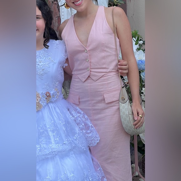 COPY - Zara Linen Pink Midi Dress - Picture 2 of 7